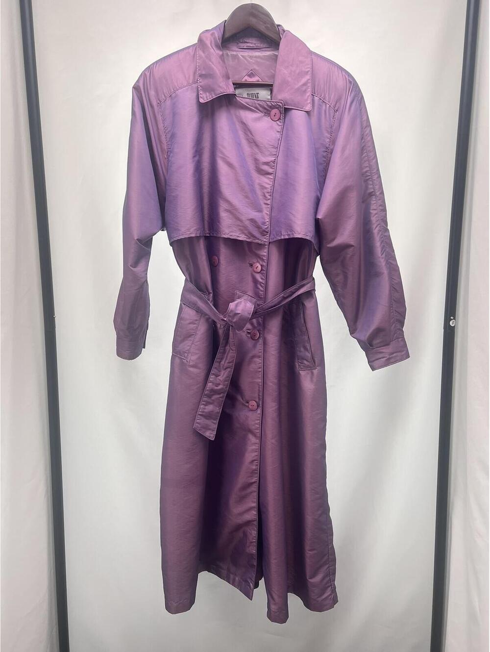 Vintage Towne by London Fog Purple Iridescent Trench Raincoat - Women's Size 12